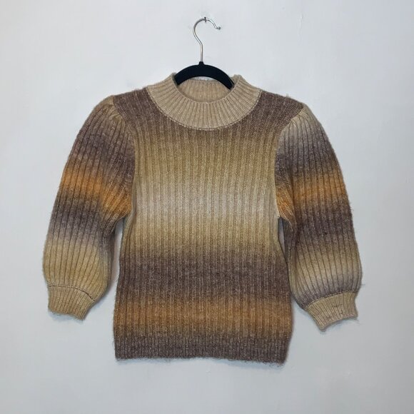 Heartloom Amaya Ombre Stripe Knit Sweater With Puff Sleeves Size XS - Picture 2 of 6